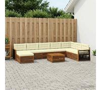 vidaXL Set di divani da esterno con cuscino 9 pcs Naturale e Crema, Mobili da giardino, set divano moderno in acacia, divano modulare, angolo relax in patio