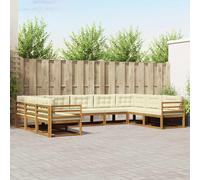 vidaXL Set di divani da esterno con cuscino 9 pcs Naturale e Crema, Set Divano Moderno da Esterno, Collezione Patio Durevole, Mobili da Giardino Versatili, Chaise Longue Sezionale per Rilassarsi nel