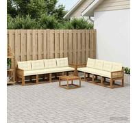 vidaXL Set di divani da esterno con cuscino 9 pcs Naturale e Crema, Mobili da Giardino, Divano Sezionale Moderno, Set Lounge per Patio, Comfort e Stile per il Tuo Spazio Esterno