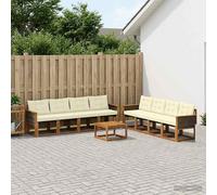 vidaXL Set di divani da esterno con cuscino 9 pcs Naturale e Crema