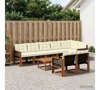 vidaXL Set di divani da esterno con cuscino 9 pcs Naturale e Crema, Divano Lounge da Giardino, Mobili Moderni per Esterni, Set Comodo per Terrazzo e Patio