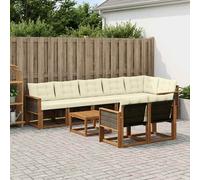 vidaXL Set di divani da esterno con cuscino 9 pcs Naturale e Crema, Divano da giardino, set sezionale moderno, lounge resistente per terrazzo, arredo comodo per esterni