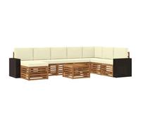 vidaXL Set di divani da esterno con cuscino 9 pcs Naturale e Crema, Divano da giardino, arredamento moderno per esterni, set resistente per relax in terrazza