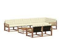 vidaXL Set di divani da esterno con cuscino 9 pcs Naturale e Crema, Divano da giardino, moderno, in sezioni, per patio, accogliente, resistente e perfetto per il relax all’aperto