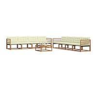 vidaXL Set di divani da esterno con cuscino 9 pcs Naturale e Crema, Divano da Giardino Moderno, Mobili Resistenti, Posti Comodi per Patio e Lounge all'Aperto