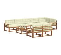 vidaXL Set di divani da esterno con cuscino 9 pcs Naturale e Crema, Divano da Giardino, Set di Divani Lounge, Sezionale da Patio Durevole, Mobili Moderni per il Cortile