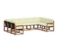 vidaXL Set di divani da esterno con cuscino 9 pcs Naturale e Crema, Divano da giardino, set moderno per esterni, comfort resistente, gruppo versatile per il terrazzo