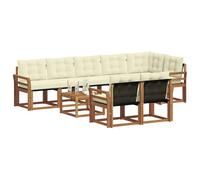 vidaXL Set di divani da esterno con cuscino 9 pcs Naturale e Crema, Divano da giardino, set sezionale moderno, lounge resistente per terrazzo, arredo comodo per esterni