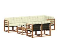 vidaXL Set di divani da esterno con cuscino 9 pcs Naturale e Crema, Divano da giardino, set sezionale moderno, lounge resistente per terrazzo, arredo comodo per esterni