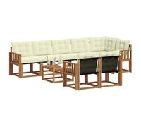 vidaXL Set di divani da esterno con cuscino 9 pcs Naturale e Crema, Divano da giardino, set sezionale moderno, lounge resistente per terrazzo, arredo comodo per esterni