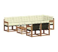vidaXL Set di divani da esterno con cuscino 9 pcs Naturale e Crema, Divano da giardino, set sezionale moderno, lounge resistente per terrazzo, arredo comodo per esterni
