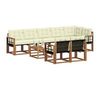 vidaXL Set di divani da esterno con cuscino 9 pcs Naturale e Crema, Divano da giardino, set sezionale moderno, lounge resistente per terrazzo, arredo comodo per esterni