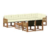 vidaXL Set di divani da esterno con cuscino 9 pcs Naturale e Crema, Divano da giardino, set sezionale moderno, lounge resistente per terrazzo, arredo comodo per esterni