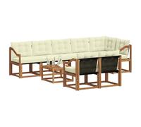 vidaXL Set di divani da esterno con cuscino 9 pcs Naturale e Crema, Divano da giardino, set sezionale moderno, lounge resistente per terrazzo, arredo comodo per esterni
