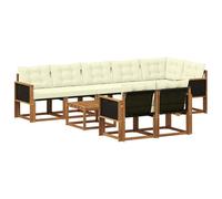 vidaXL Set di divani da esterno con cuscino 9 pcs Naturale e Crema, Divano da giardino, set sezionale moderno, lounge resistente per terrazzo, arredo comodo per esterni