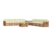 vidaXL Set di divani da esterno con cuscino 9 pcs Naturale e Crema, Divano Lounge Moderno per Esterni, Mobili da Giardino Comodi, Set in Acacia per un Terreno Resistente