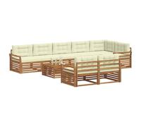 vidaXL Set di divani da esterno con cuscino 9 pcs Naturale e Crema, Divano moderno da giardino, set sezionale per terrazza, lounge resistente e comoda per esterno