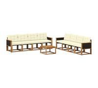 vidaXL Set di divani da esterno con cuscino 9 pcs Naturale e Crema, Divano moderno per esterni, set sezionale per un giardino comodo, arredo patio resistente, posti eleganti per la terrazza
