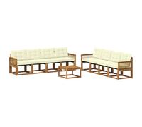 vidaXL Set di divani da esterno con cuscino 9 pcs Naturale e Crema, Mobili da Giardino, Divano Sezionale Moderno, Set Lounge per Patio, Comfort e Stile per il Tuo Spazio Esterno