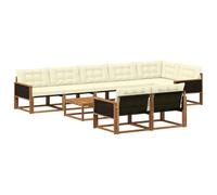 vidaXL Set di divani da esterno con cuscino 9 pcs Naturale e Crema, Divano da giardino, moderno, in sezioni, per patio, accogliente, resistente e perfetto per il relax all’aperto