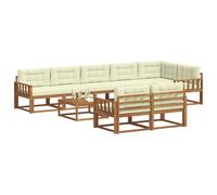 vidaXL Set di divani da esterno con cuscino 9 pcs Naturale e Crema, Divano sezione per esterni, set da giardino resistente, lounge comoda, mobili per rilassarsi all'aperto