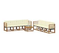 vidaXL Set di divani da esterno con cuscino 9 pcs Naturale e Crema, Mobili da Giardino, Divano Sezionale Moderno, Set Lounge per Patio, Comfort e Stile per il Tuo Spazio Esterno