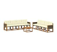 vidaXL Set di divani da esterno con cuscino 9 pcs Naturale e Crema, Mobili da Giardino, Divano Sezionale Moderno, Set Lounge per Patio, Comfort e Stile per il Tuo Spazio Esterno