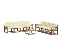 vidaXL Set di divani da esterno con cuscino 9 pcs Naturale e Crema, Mobili da Giardino, Divano Sezionale Moderno, Set Lounge per Patio, Comfort e Stile per il Tuo Spazio Esterno