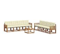 vidaXL Set di divani da esterno con cuscino 9 pcs Naturale e Crema, Mobili da Giardino, Divano Sezionale Moderno, Set Lounge per Patio, Comfort e Stile per il Tuo Spazio Esterno