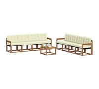 vidaXL Set di divani da esterno con cuscino 9 pcs Naturale e Crema, Mobili da Giardino, Divano Sezionale Moderno, Set Lounge per Patio, Comfort e Stile per il Tuo Spazio Esterno