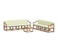 vidaXL Set di divani da esterno con cuscino 9 pcs Naturale e Crema, Mobili da Giardino, Divano Sezionale Moderno, Set Lounge per Patio, Comfort e Stile per il Tuo Spazio Esterno