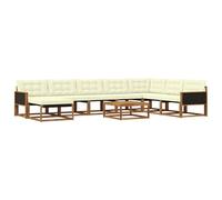 vidaXL Set di divani da esterno con cuscino 9 pcs Naturale e Crema, Set divano moderno da esterno, comodo e resistente, arredo stiloso per il giardino e relax