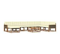 vidaXL Set di divani da esterno con cuscino 9 pcs Naturale e Crema, Mobili da giardino moderni, set divani resistenti, lounge all'aperto, posti a sedere in terrazza