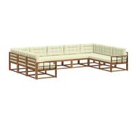 vidaXL Set di divani da esterno con cuscino 9 pcs Naturale e Crema, Set Divano Moderno da Esterno, Collezione Patio Durevole, Mobili da Giardino Versatili, Chaise Longue Sezionale per Rilassarsi nel