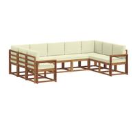 vidaXL Set di divani da esterno con cuscino 9 pcs Naturale e Crema, Set di divani all'aperto elegante, sezionale moderno per patio, posti a sedere comodi per il giardino, mobili in legno di acacia re