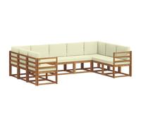 vidaXL Set di divani da esterno con cuscino 9 pcs Naturale e Crema, Set di divani all'aperto elegante, sezionale moderno per patio, posti a sedere comodi per il giardino, mobili in legno di acacia re