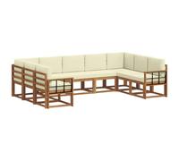 vidaXL Set di divani da esterno con cuscino 9 pcs Naturale e Crema, Set di divani all'aperto elegante, sezionale moderno per patio, posti a sedere comodi per il giardino, mobili in legno di acacia re