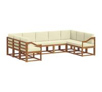 vidaXL Set di divani da esterno con cuscino 9 pcs Naturale e Crema, Set di divani all'aperto elegante, sezionale moderno per patio, posti a sedere comodi per il giardino, mobili in legno di acacia re