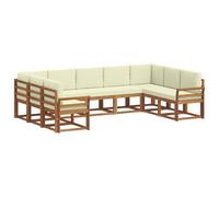 vidaXL Set di divani da esterno con cuscino 9 pcs Naturale e Crema, Set di divani all'aperto elegante, sezionale moderno per patio, posti a sedere comodi per il giardino, mobili in legno di acacia re