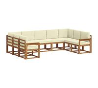 vidaXL Set di divani da esterno con cuscino 9 pcs Naturale e Crema, Set di divani all'aperto elegante, sezionale moderno per patio, posti a sedere comodi per il giardino, mobili in legno di acacia re
