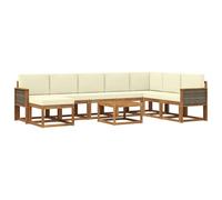 vidaXL Set di divani da esterno con cuscino 9 pcs Naturale e Crema, Set di divani da giardino, moderno lounge sezionale, arredo flessibile, legno di acacia, comfort assicurato