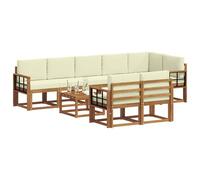 vidaXL Set di divani da esterno con cuscino 9 pcs Naturale e Crema, Set di divani esterni moderni, sezionali comodi, arredo giardino resistente, lounge per patio, finitura beige