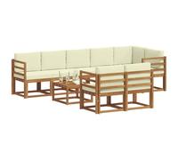 vidaXL Set di divani da esterno con cuscino 9 pcs Naturale e Crema, Set di divani esterni moderni, sezionali comodi, arredo giardino resistente, lounge per patio, finitura beige