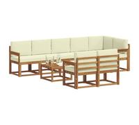 vidaXL Set di divani da esterno con cuscino 9 pcs Naturale e Crema, Set di divani esterni moderni, sezionali comodi, arredo giardino resistente, lounge per patio, finitura beige