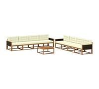 vidaXL Set di divani da esterno con cuscino 9 pcs Naturale e Crema, Set di divani per esterni, seduta moderna resistente alle intemperie per giardino, lounge patio