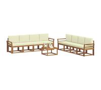 vidaXL Set di divani da esterno con cuscino 9 pcs Naturale e Crema, Set divano da giardino in legno di acacia, lounge moderna, arredo elegante per esterni, comodo per ritrovi
