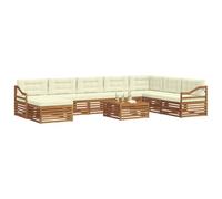 vidaXL Set di divani da esterno con cuscino 9 pcs Naturale e Crema, Set Divano Esterno in Legno Acacia, Mobili Moderni per Giardino, Area Lounge Comfort al Bordo Piscina