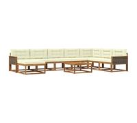 vidaXL Set di divani da esterno con cuscino 9 pcs Naturale e Crema, Set Divano Esterno in Legno di Acacia, Lounge Moderna, Mobili da Giardino, Arredo Estivo, Comodi Posti a Sedere