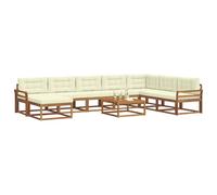 vidaXL Set di divani da esterno con cuscino 9 pcs Naturale e Crema, Set Divano Esterno in Legno di Acacia, Lounge Moderna, Mobili da Giardino, Arredo Estivo, Comodi Posti a Sedere