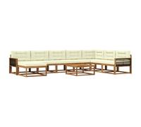 vidaXL Set di divani da esterno con cuscino 9 pcs Naturale e Crema, Set Divano Esterno in Legno di Acacia, Lounge Moderna, Mobili da Giardino, Arredo Estivo, Comodi Posti a Sedere